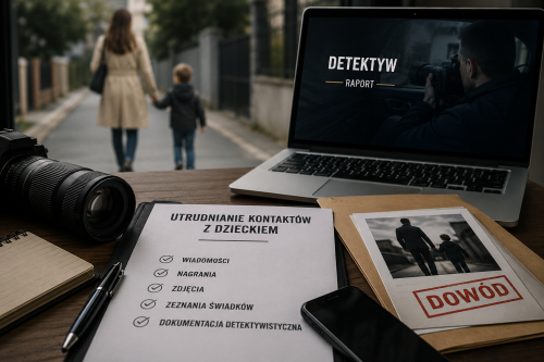Prywatny detektyw z Radomska zabezpiecza materiał dowodowy w sprawie utrudniania kontaktów z dzieckiem.